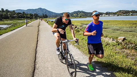 Matt Dixon Matt Dixon (left) training athlete and real estate agent Ambi Bowo in San Francisco. (Credit: Matt Dixon)