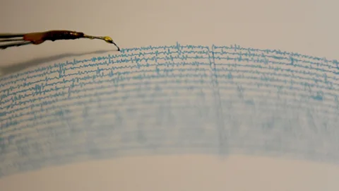 PEDRO PARDO/AFP/Getty Images Large ocean waves produce tremors on the sea floor that can be picked up by seismographs around the world (Credit: PEDRO PARDO/AFP/Getty Images)