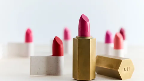 Ideo The compact’s mirror has a built-in skin scanner that captures skin health data and can adjust the composition of refills (Credit: Ideo)