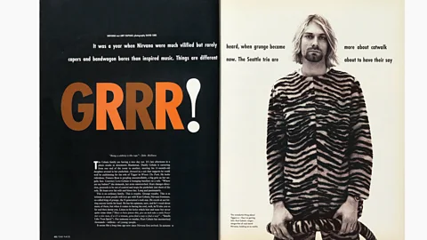 Nick Logan/The Face The early '90s saw a new sensibility both in the UK and the US, reflected in a Nirvana interview by Amy Raphael, with photographs by David Sims (Credit: Nick Logan/The Face)