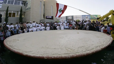 Anwar Amro/Getty Images Lebanon holds the Guinness Book of World Records for largest plate of hummus, weighing 10,452kg (Credit: Anwar Amro/Getty Images)