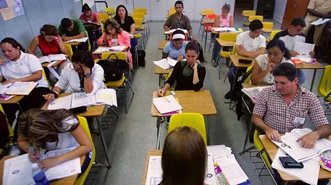 Getty Images Teachers say anxiety can be the biggest barrier to becoming fluent in a second language as students worry the unfamiliar sounds  make them sound silly (Credit: Getty Images)