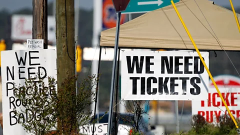 Getty Images Scalpers are often thought of as shady types hanging around the gate at events, but the vast majority are online (Credit: Getty Images)