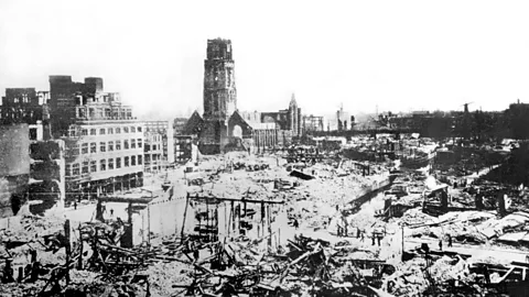 Keystone-France/Getty Images In 1940, Rotterdam was reduced to ash and rubble by German bombers (Credit: Keystone-France/Getty Images)