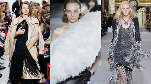 Left to right: embellished detailing by Celine; Saint Laurent; Balmain