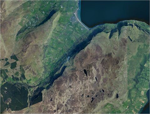 Photograph of satellite image of Glenariff headland