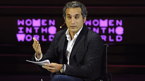 Getty Youssef has been slowly building his comedy career in the US – speaking at events like the Women in the World conference and hosting the International Emmys (Credit: Getty)