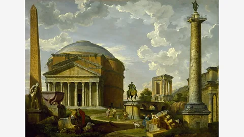 Wikimedia In Fantasy View with the Pantheon and Other Monuments of Ancient Rome (1737) by Giovanni Paolo Panini, ruins were rearranged for a better image (Credit: Wikimedia)