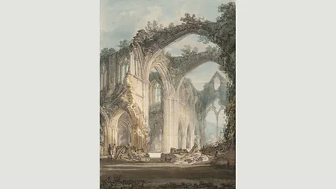 Wikimedia In paintings like Tintern Abbey: The Crossing and Chancel, Looking towards the East Window (1794) by JMW Turner, ruins were shown as a part of nature (Credit: Wikimedia)