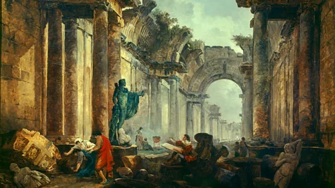 Alamy Hubert Robert was nicknamed ‘Robert des Ruines’ for his paintings, including Imaginary View of the Grande Galerie in the Louvre in Ruins (1796) (Credit: Alamy)