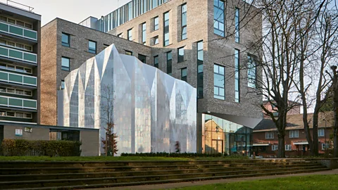 Jestico and Whiles Theatre Peckham in south London has a striking façade covered with iridescent porcelain tiles (Credit: Jestico and Whiles)