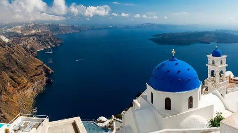 Sylvain Sonnet/Getty Images Santorini’s five Cycladic islands surround a colossal volcanic caldera (Credit: Sylvain Sonnet/Getty Images)