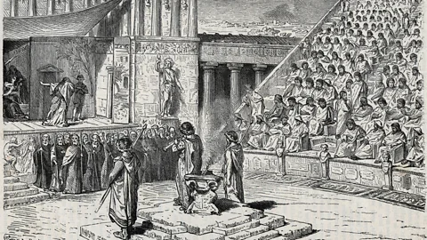 Universal History Archive/Getty Images The Ancient Greek language spread democracy, theatre and philosophy around the world (Credit: Universal History Archive/Getty Images)