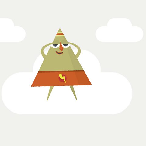 Triangle character floating on cloud