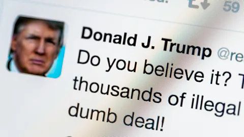 Alamy US President Donald Trump's tweets score highly for upbeat language (Credit: Alamy)