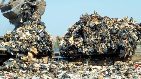 Alamy At its peak Fresh Kills landfill on Staten Island, New York, was receiving about 26,000 tonnes of junk every day (Credit: Alamy)