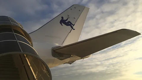 Sue Nelson The plane's tail features a human floating in space (Credit: Sue Nelson)