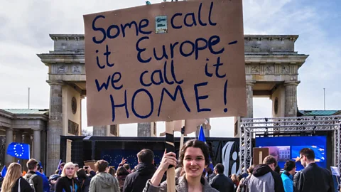 Alamy Young workers from across Europe protest Brexit at Berlin's March for Europe (Credit: Alamy)