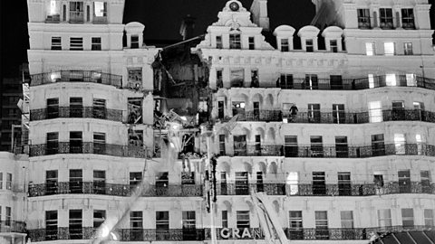 Damage at Grand Brighton Hotel during the Conservative Party Conference in 1984 after a bomb explosion.