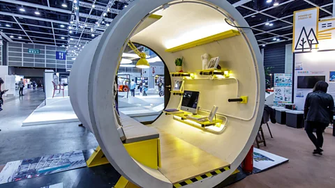 OPod Architect James Law hopes to build homes out of concrete water pipes and stack them atop each other (Credit: OPod/James Law Cybertecture)