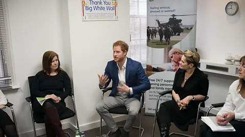 Philip Coburn-WPA Pool/Getty Images Last year, Prince Harry visited Big White Wall, an online mental health service in London (Credit: Getty Images)