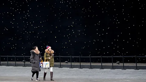 Alamy A pavilion constructed in South Korea for the 2018 Winter Olympics was sprayed with Vantablack, which claims to be the darkest chemical substance on Earth (Credit: Alamy)