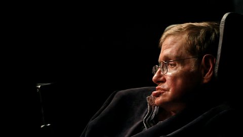 Stephen Hawking in his wheelchair.