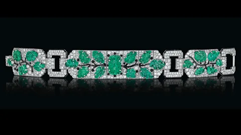 Christie's A sleek diamond, emerald, enamel and onyx bracelet by Cartier is an example of highly collectible Art Deco jewellery (Credit: Christie's)