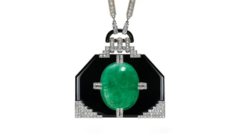 Christie's An emerald, onyx and diamond pendant necklace by Georges Fouquet, sold at Christie's in Geneva in 2017 (Credit: Christie's)