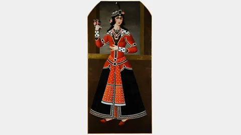 Bertrand Holsnyder Painters at the Qajar courts opted for thick, coned eyebrows and dark, almond-shaped eyes with coquettish gazes (Credit: Bertrand Holsnyder)