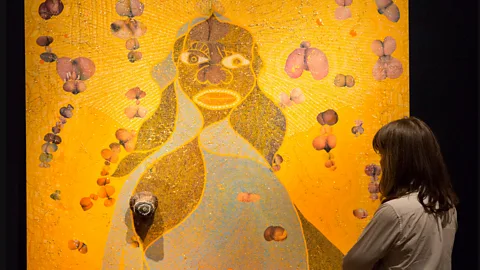 Alamy Chris Ofili’s elephant-dung-encrusted painting, The Holy Virgin Mary (1996), is not so different from a white pigment that incorporated cow dung (Credit: Alamy)