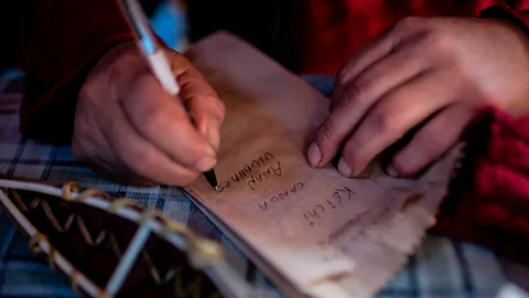 MARTIN BERNETTI/Getty Images Calderon has been working with linguists to preserve the Yaghan language (Credit: MARTIN BERNETTI/Getty Images)