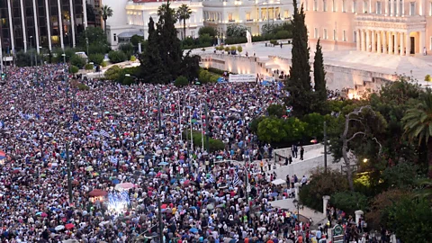 Getty Images Greece teetered on the edge of bankruptcy in 2010 and accepted a controversial bail out package from the EC, IMF and ECB (Credit: Getty Images)