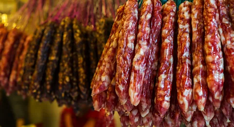 Getty Images In China, pork sausages are also often dried in the air (Credit: Getty Images)