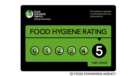 Food Standards Agency Food Hygiene Rating sticker, rating 5 out of 5