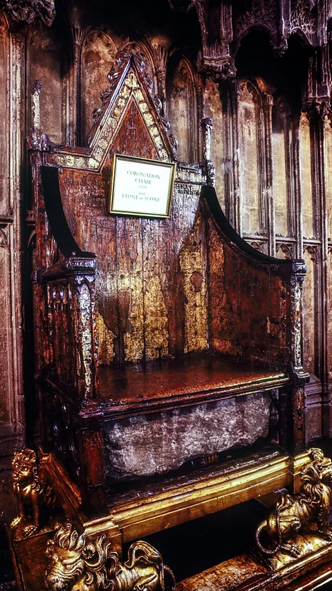 Alamy The Stone of Scone has been placed underneath King Edward’s Chair for every coronation of an English monarch since Edward I stole it from Scotland in 1296 (Credit: Alamy)