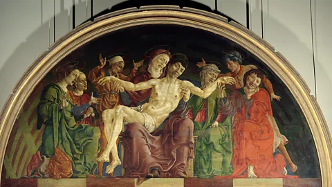 Getty Images In art history, the Virgin Mary is often depicted in a blood red cloak during and after Christ's death (Credit: Getty Images)