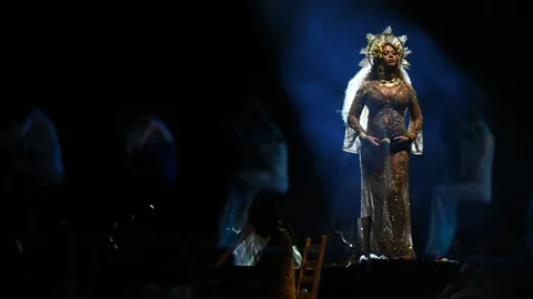 Getty Images Queen Bey looking like the Queen of Heaven, wearing a diadem similar to the crown that the Virgin Mary wears in several paintings (Credit: Getty Images)