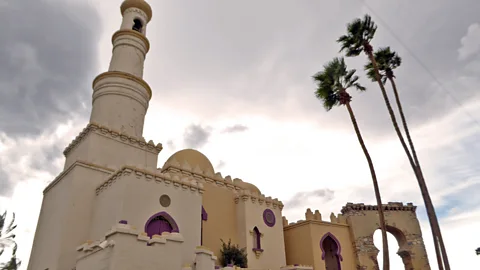Larry Bleiberg The annual Date Festival is held at the Indio, California, fairgrounds, which sport faux desert castles (Credit: Larry Bleiberg)