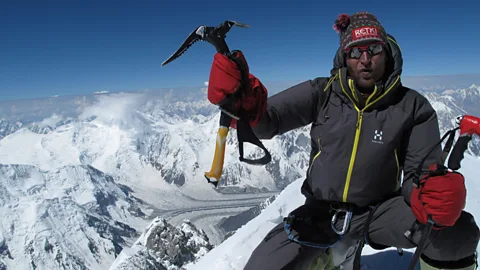 Veikka Gustafsson Veikka Gustafsson on the summit of Gasherbrum I (8,080m) in Pakistan. He says he ires the Balti people for their sisu (Credit: Veikka Gustafsson)