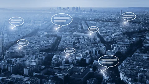 Getty images Speech bubbles over city (Credit: Getty images)