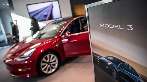 The Washington Post via Getty Images Tesla's Model 3 electric car was eagerly awaited but the company had missed manufacturing deadlines (Credit: The Washington Post via Getty Images)