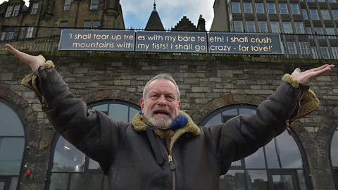 Getty Images Gilliam has wanted to make a Don Quixote film since 1989 – in 2015 he unveiled this quote from the novel for a Valentine’s Day celebration in Edinburgh (Credit: Getty Images)