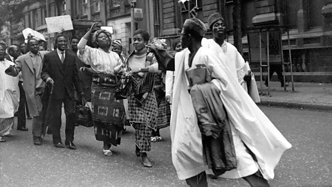 Getty Images Nigeria won its independence from the United Kingdom in 1960, and students cheered the news outside Nigeria House in London (Credit: Getty Images)