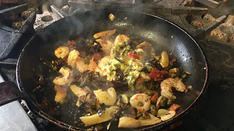 dulse, peri peri-style prawn dish, Upstairs at Joe, Cushendall, Northern Ireland