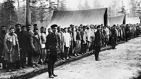 Alamy Akhmatova’s books were banned between 1925 and 1940: her poem Requiem was a testament to the victims of Stalin’s Terror, like these gulag inmates (Credit: Alamy)