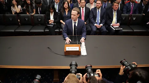 Getty Images Mark Zuckerberg testifies in April in Washington, DC after 87 million Facebook users had personal data harvested by a firm linked to the Trump campaign (Credit: Getty Images)