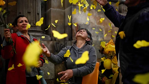 Alamy Yellow butterflies featured in 100 Years, and were a way of mourning García Márquez after his death in 2014 – such as in Bogotá, pictured (Credit: Alamy)