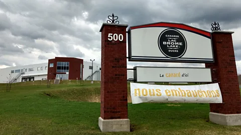 Lorcan Archer The sign outside Canards du Lac Brome facility says they're hiring (Credit: Lorcan Archer)