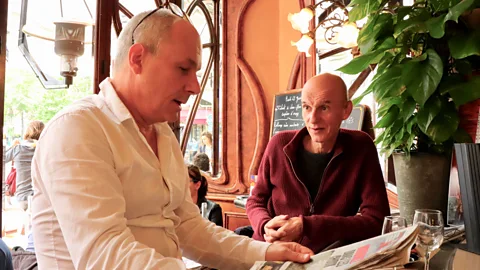 Vivian Song Serge Jovanovic (left) and Georges Cano have eaten lunch together at Le Bistrot du Peintre for 15 years (Credit: Vivian Song)